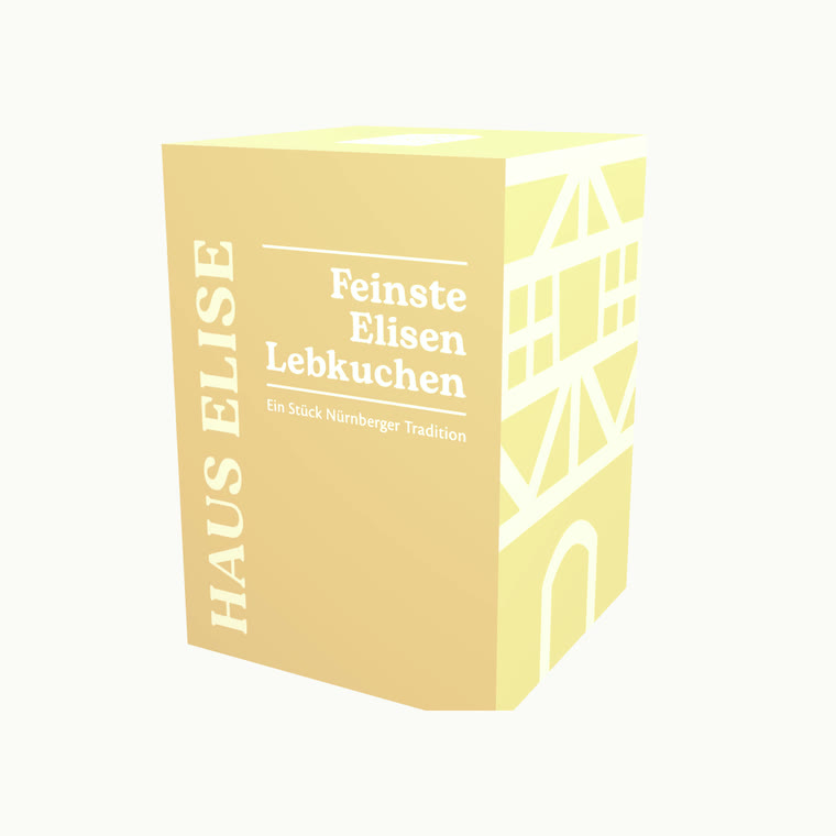 HAUS ELISE Faltschachtel 12er — Kraftpapier mit Fachwerk-Motiv (Designvorschau auf Basis des 6er-Designs)