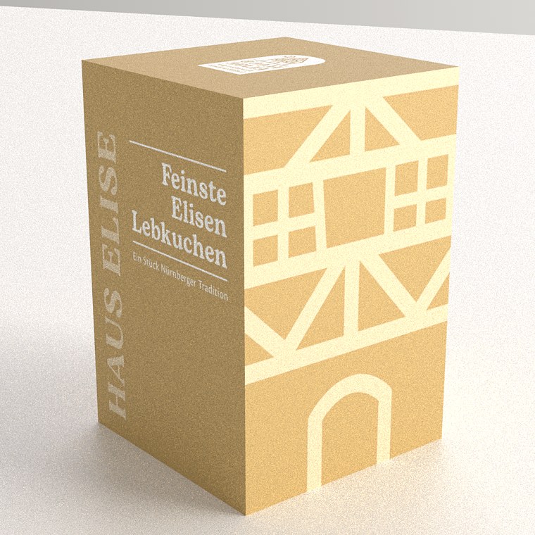 HAUS ELISE Elisen-Lebkuchen 12er Box — Kraftpapier mit Fachwerk-Motiv (Designvorschau auf Basis des 6er-Designs)